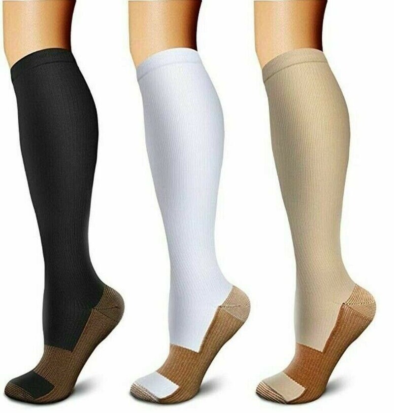 3 Pack Compression Socks (8-15mmHg) Moisture Wicking Cotton Support Stocking US