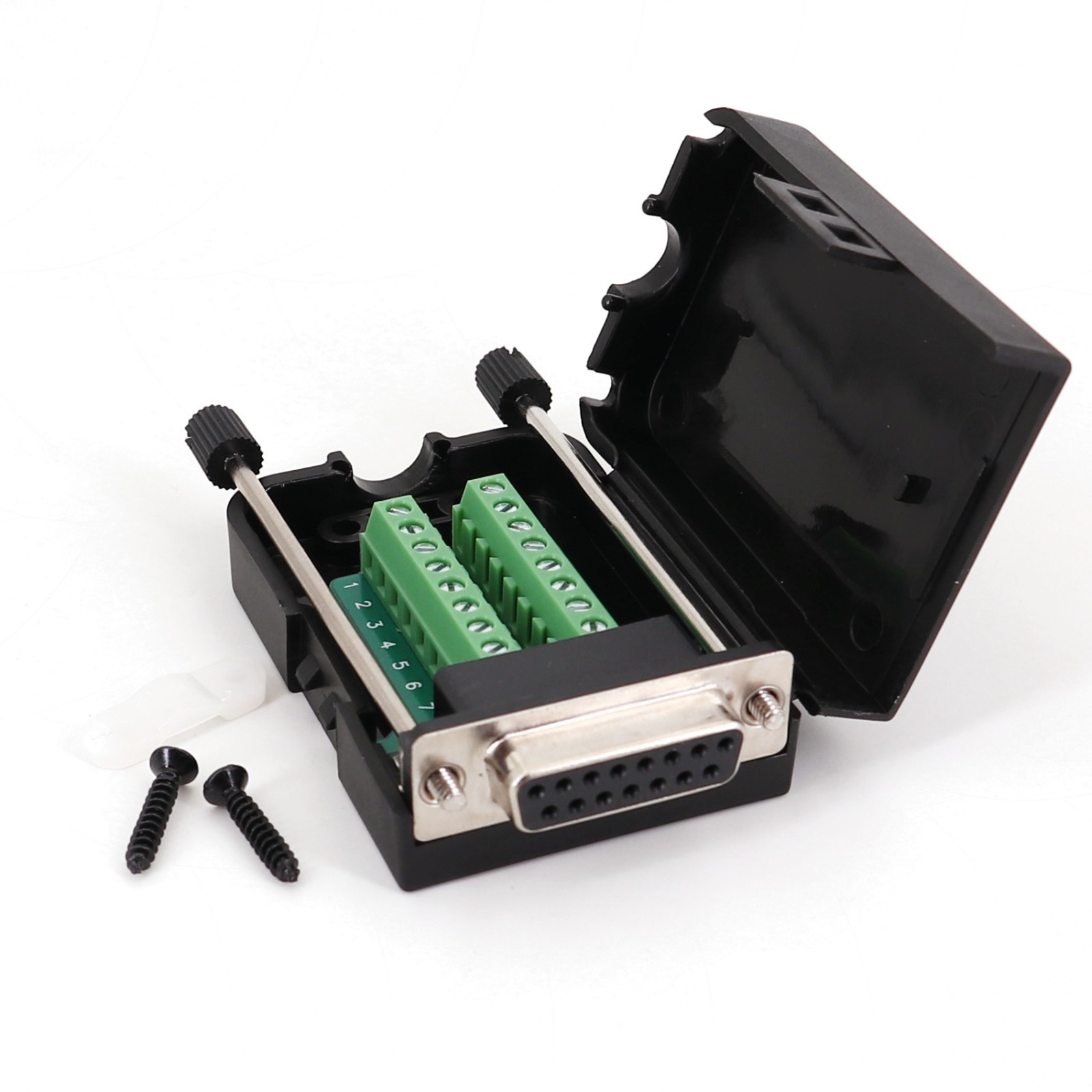 D-SUB DB15 Female 2 Row 15Pin Plug Breakout Terminals Solderless Connector Screw