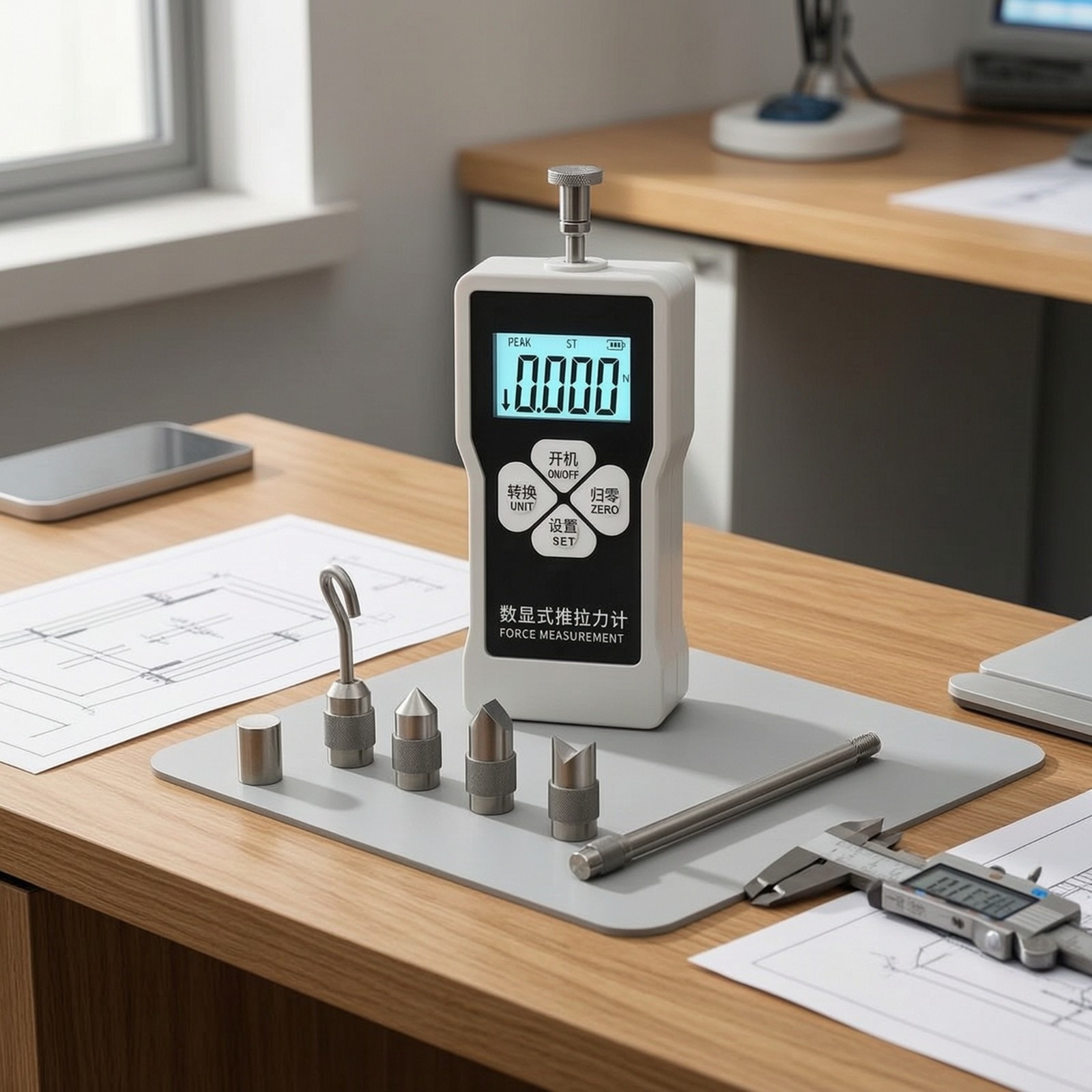 Push Pull Force Gauge Handheld Dynamometer Portable for Workshops, Inspectors