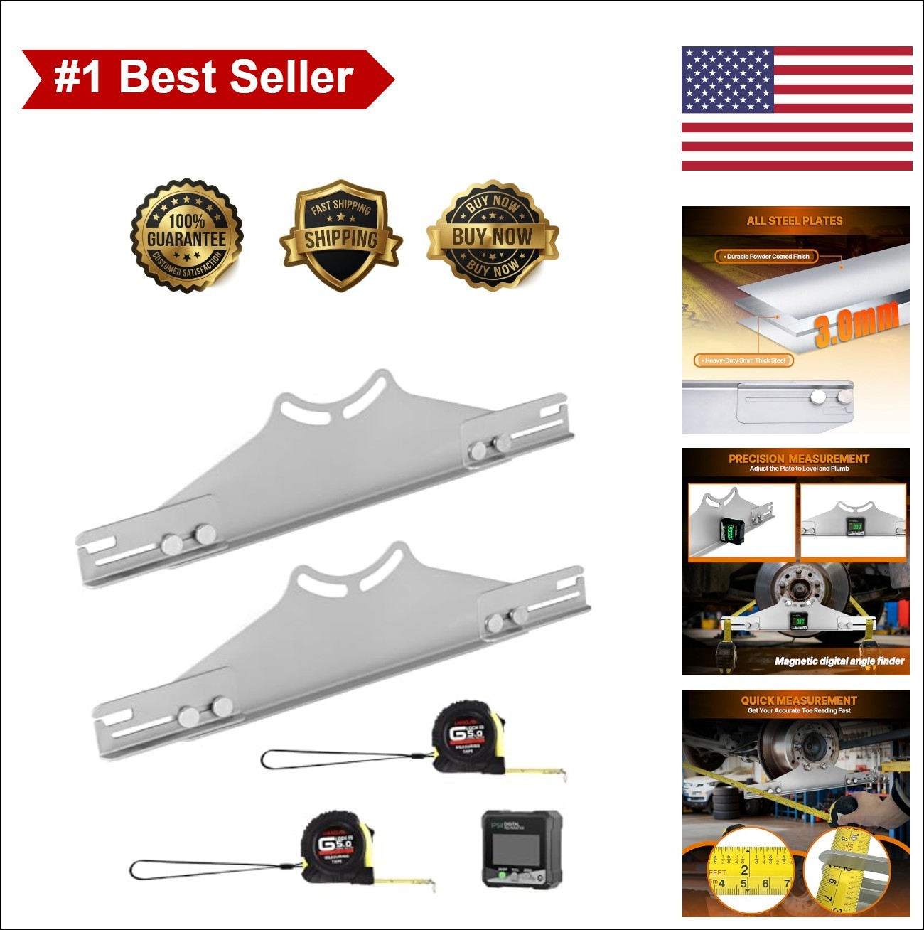 Wheel Alignment Tool With 2 Tape Measures Digital Angle Finder For SUV ATV UTV
