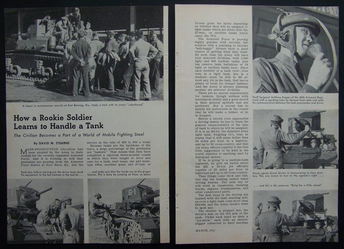 1941 US Tank pictorial *How a Rookie Soldier Learns to Handle a Tank* Fort Knox