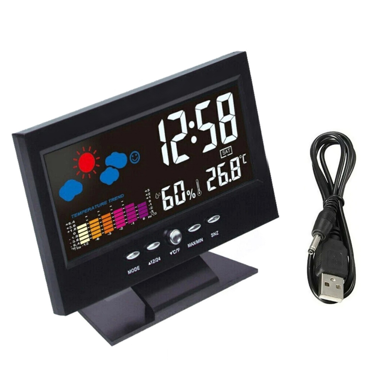 Replacement Digital Alarm Clock Snooze Calendar Thermometer Hygrometer Display
