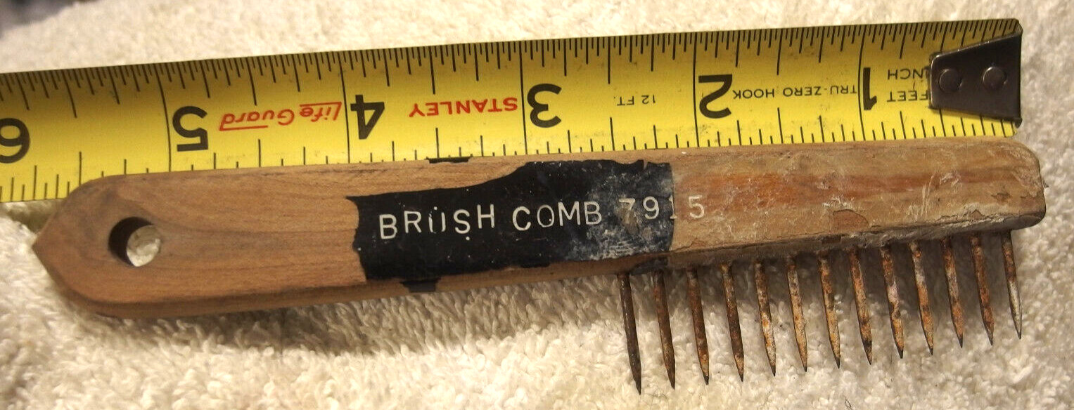 7915 brush comb,vtg cleaning tool,wood handle