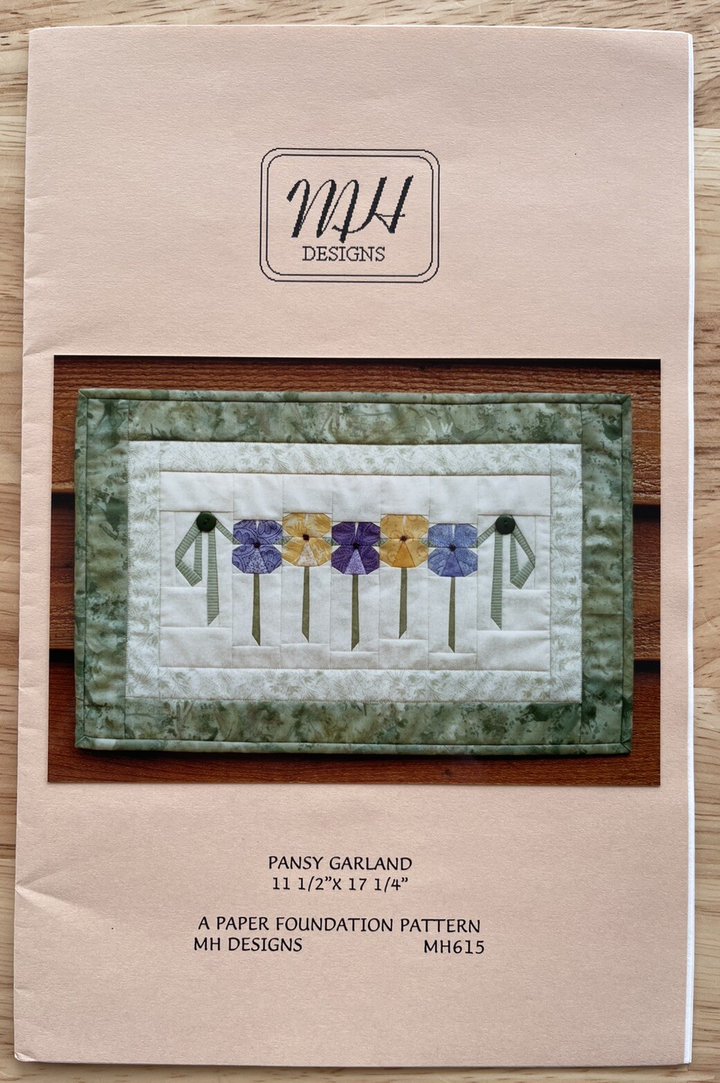 Quilt Pattern: "Pansy Garland” By MH Designs A Paper Foundation Pattern