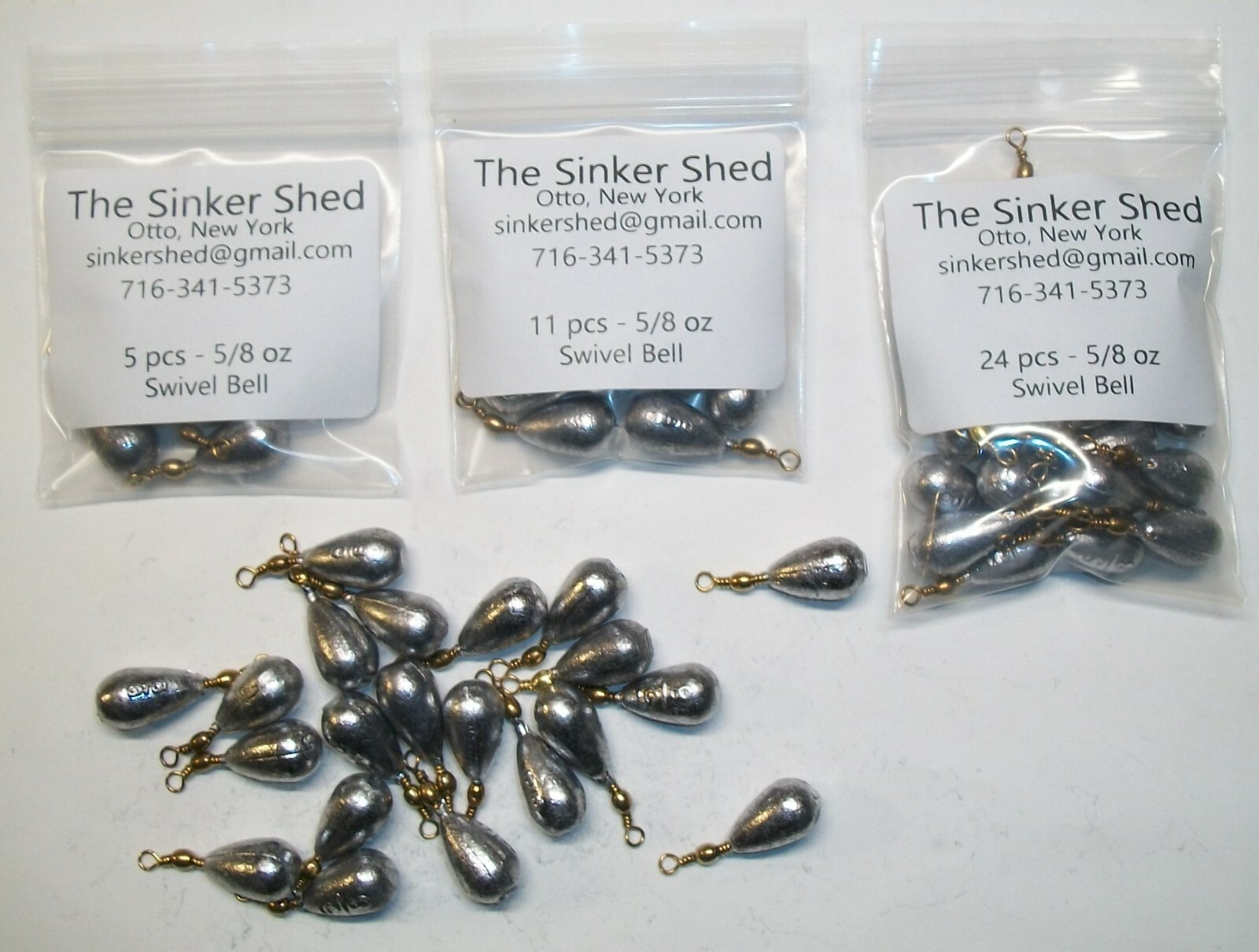 5/8 oz swivel bell / bass casting sinkers - choice of quantity  - FREE SHIP