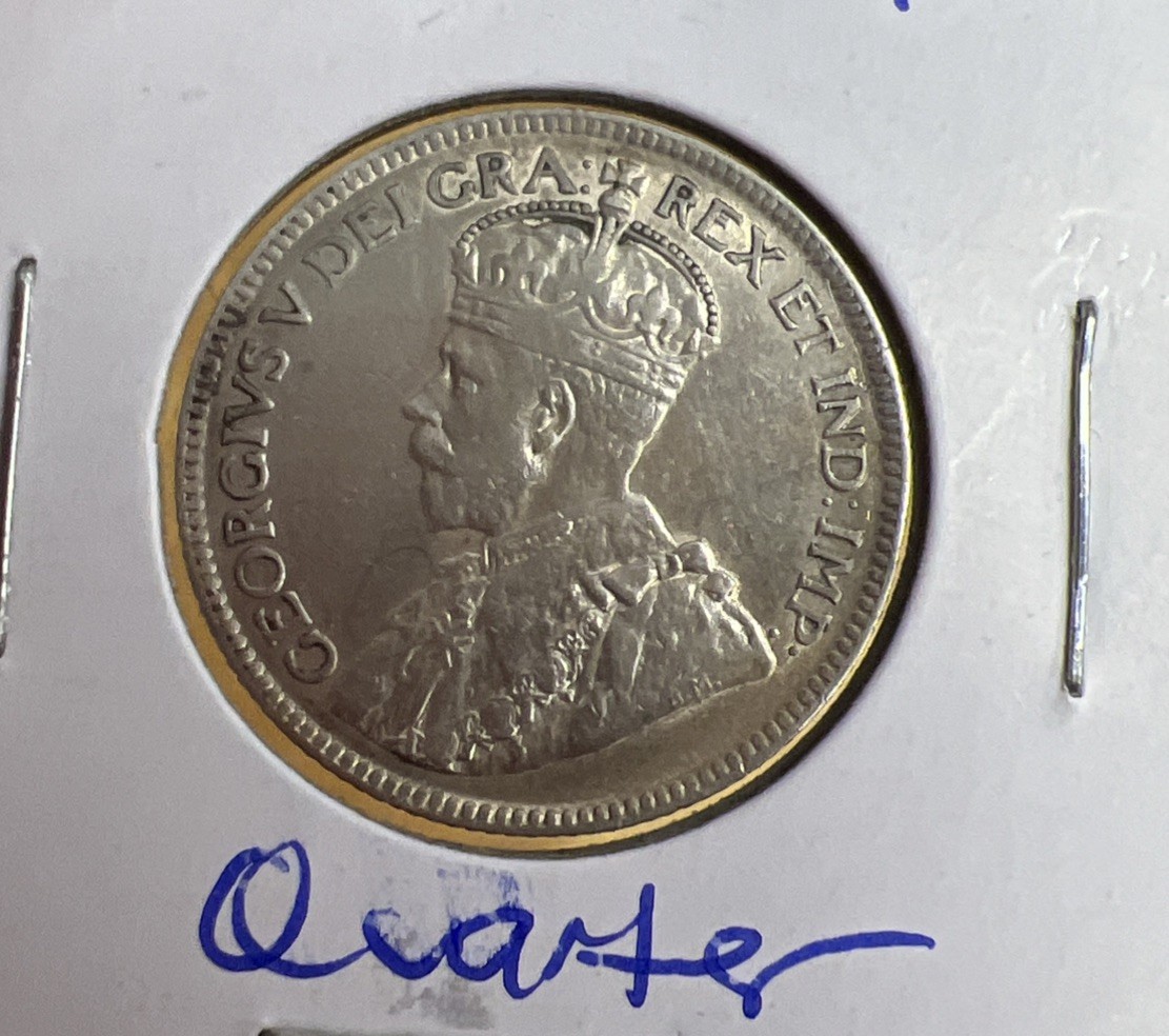 1918 Canada 25Cents Silver Coin Quarter Canadian