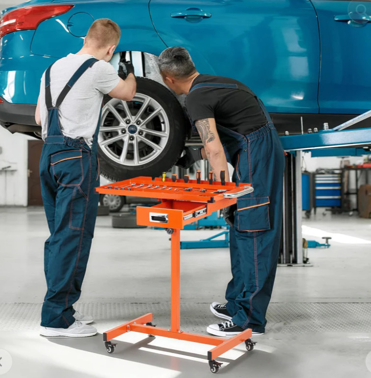 Garvee Heavy Duty Rolling Work Table, Adjustable Height Mobile Workbench, 35-45