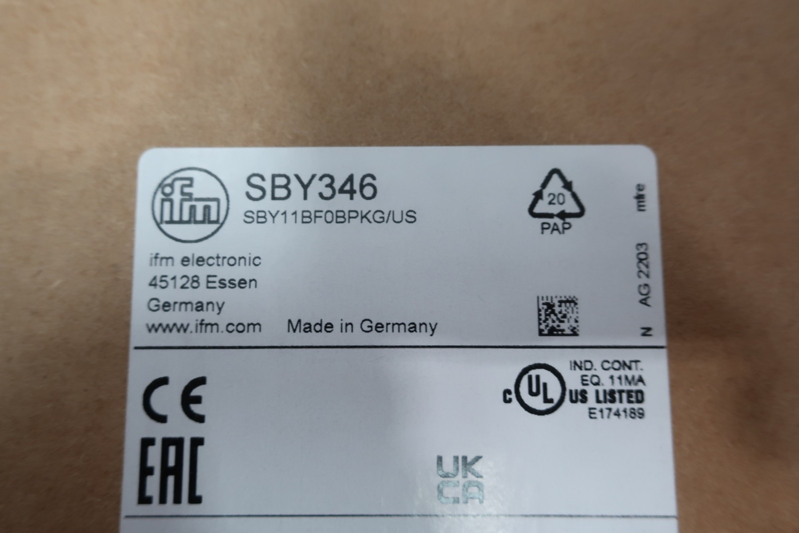 Ifm Efector SBY346 SBY11BF0BPKG/US Flow Sensor 10-30v-dc