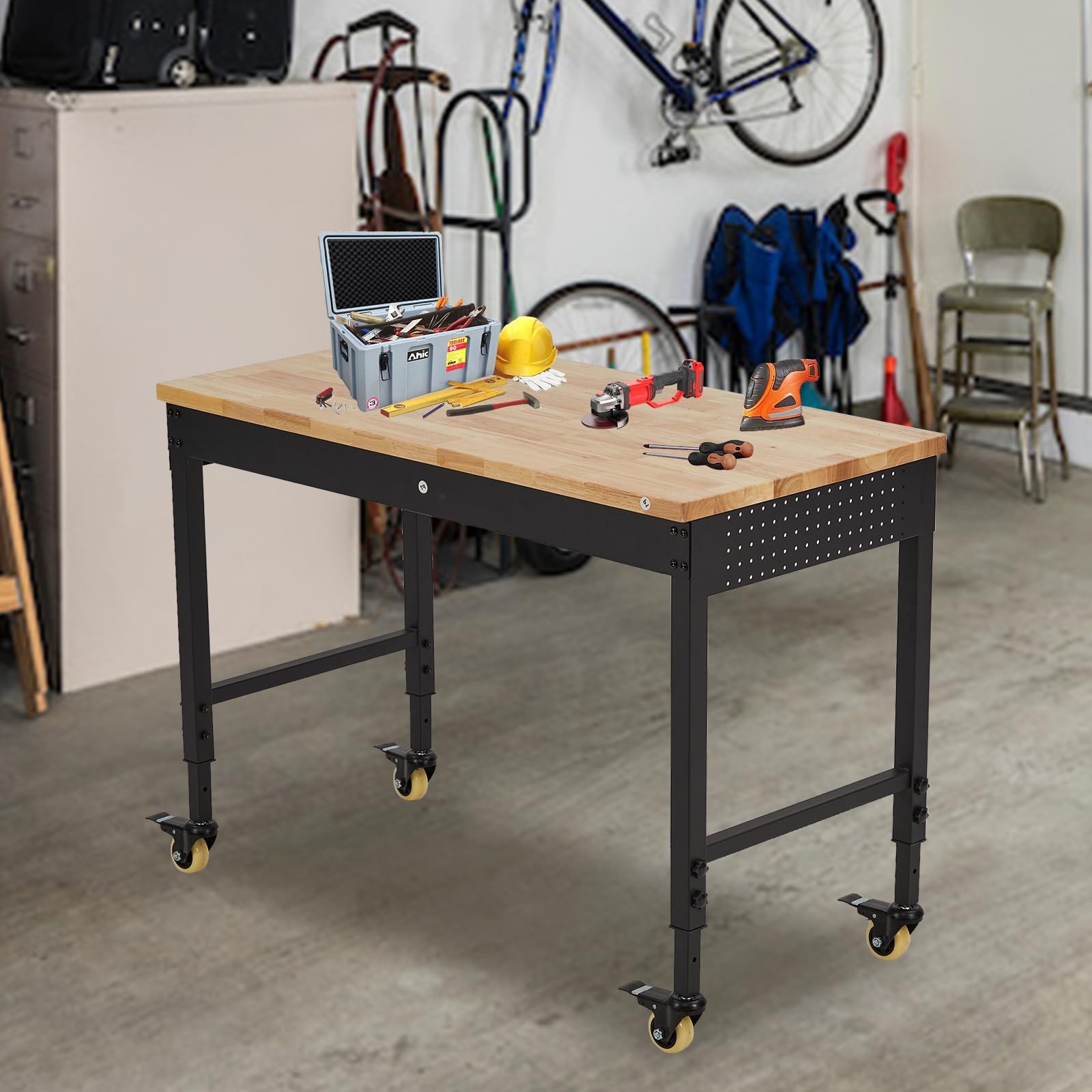 48"x 24"Workbench,Heavy Work Bench 2000LBS Garage Workbenchs with Power Duty