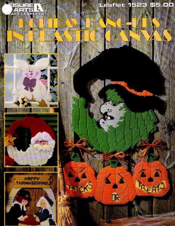VTG 1993 LEISURE ARTS HOLIDAY HANG-UPS IN PLASTIC CANVAS