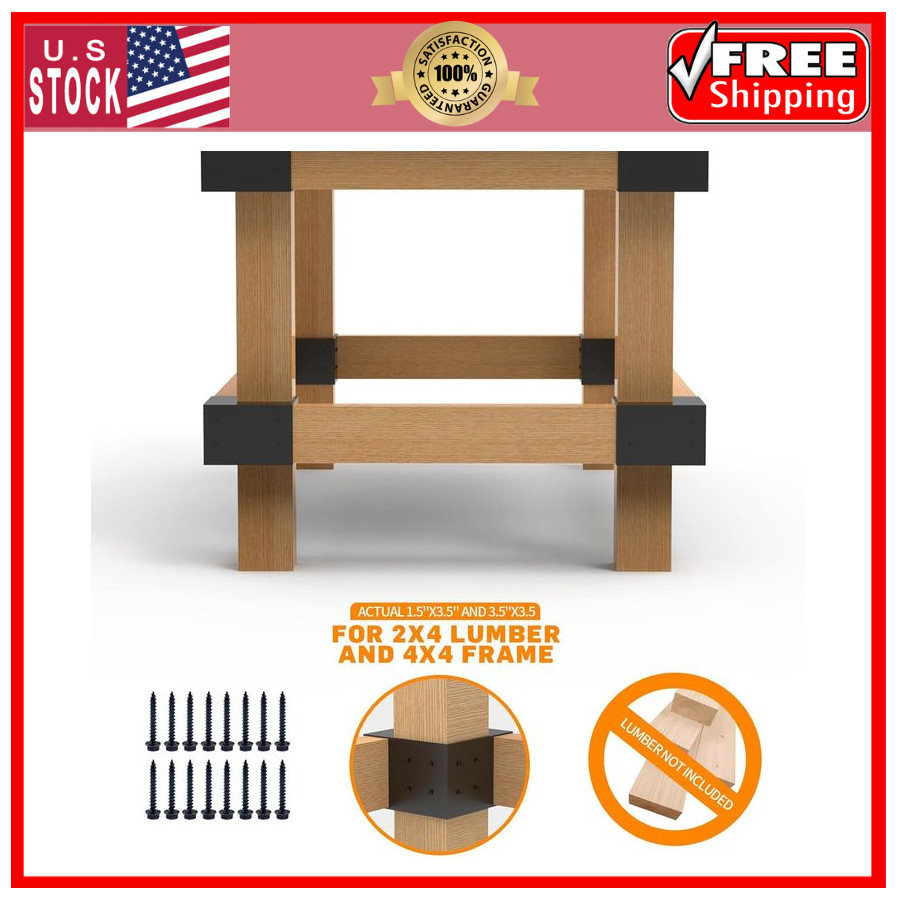 4 Pack Heavy Duty Workbench Bracket Kit for 4x4 2x4 Lumber DIY Garage Table