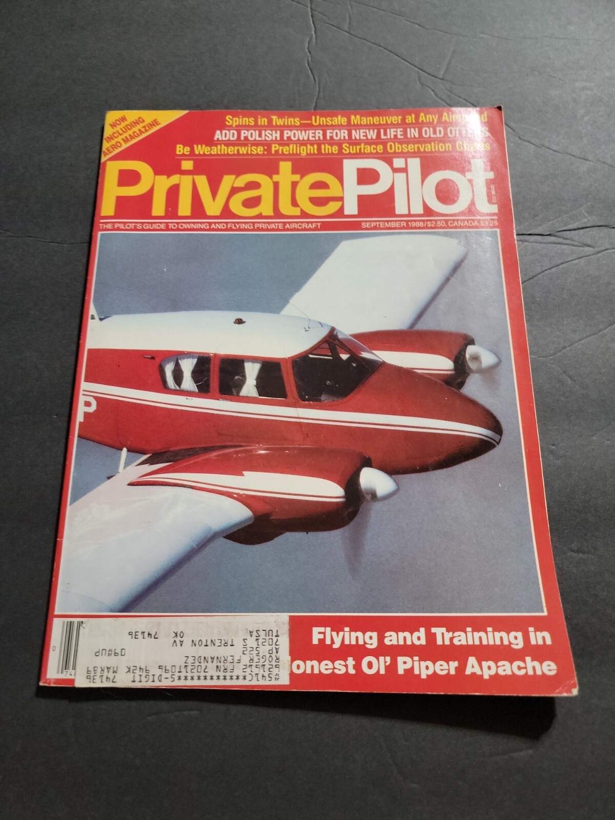 PRIVATE PILOT AVIATION MAGAZINE/LITERATURE SEPT 1988