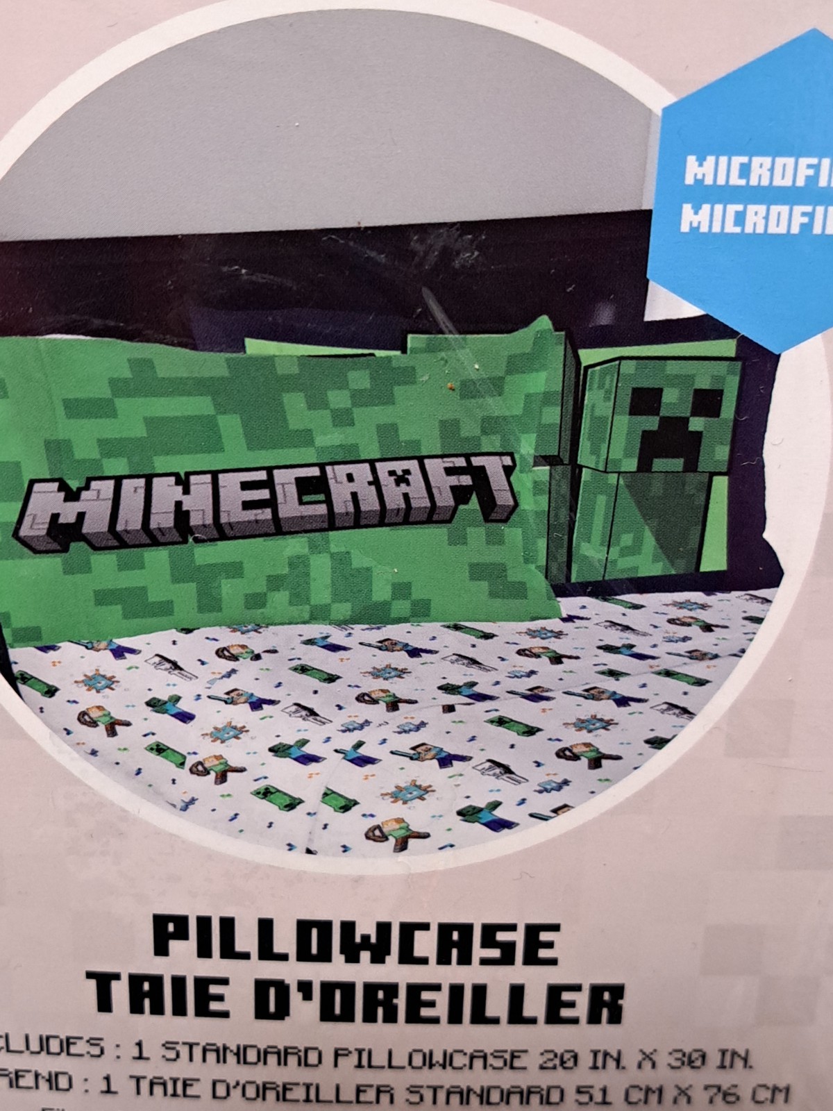 NEW Minecraft Standard Size Pillowcase. Microfiber. 100% Polyester