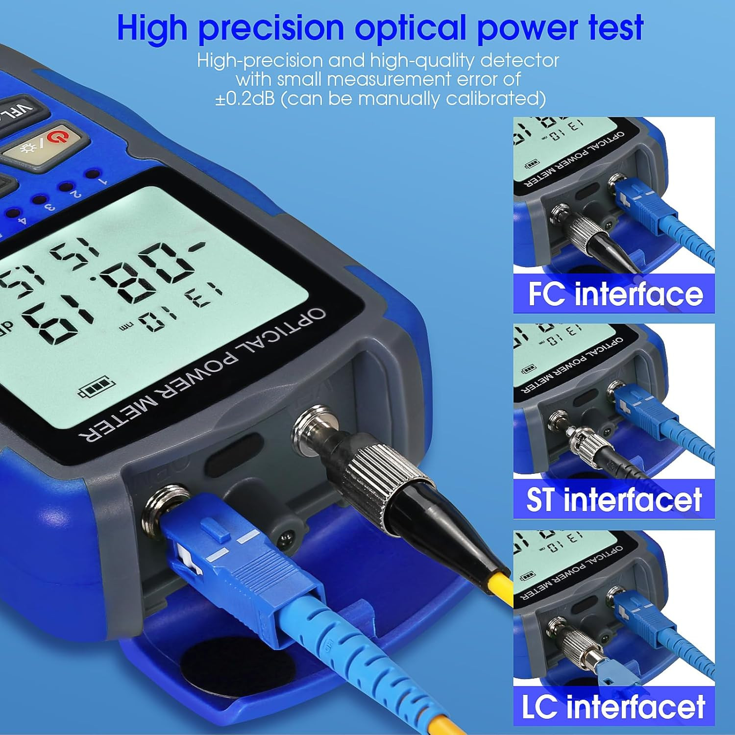 Portable Optical Power Meter A-M70 Fiber Optic Tester 10-Wavelength with RJ45...