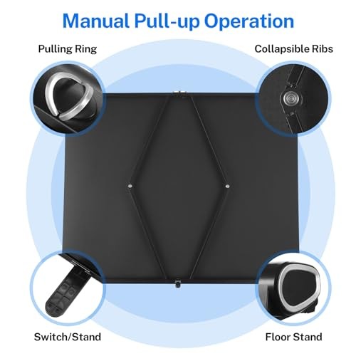 50 inch Small Projector Screen, Retractable Pull Up Screen, Floor 50-Inch 16:9