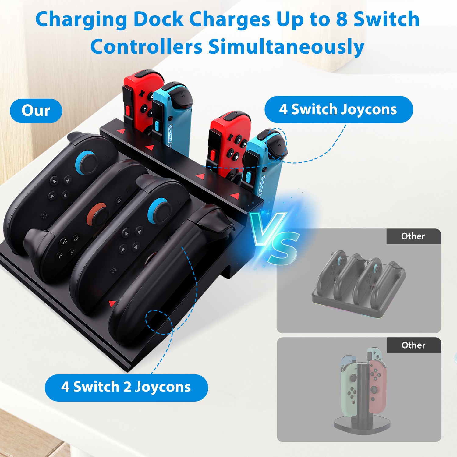 Nintendo Switch Charging Dock, Switch 1/2 Universal - Charge 8 Joy-Cons