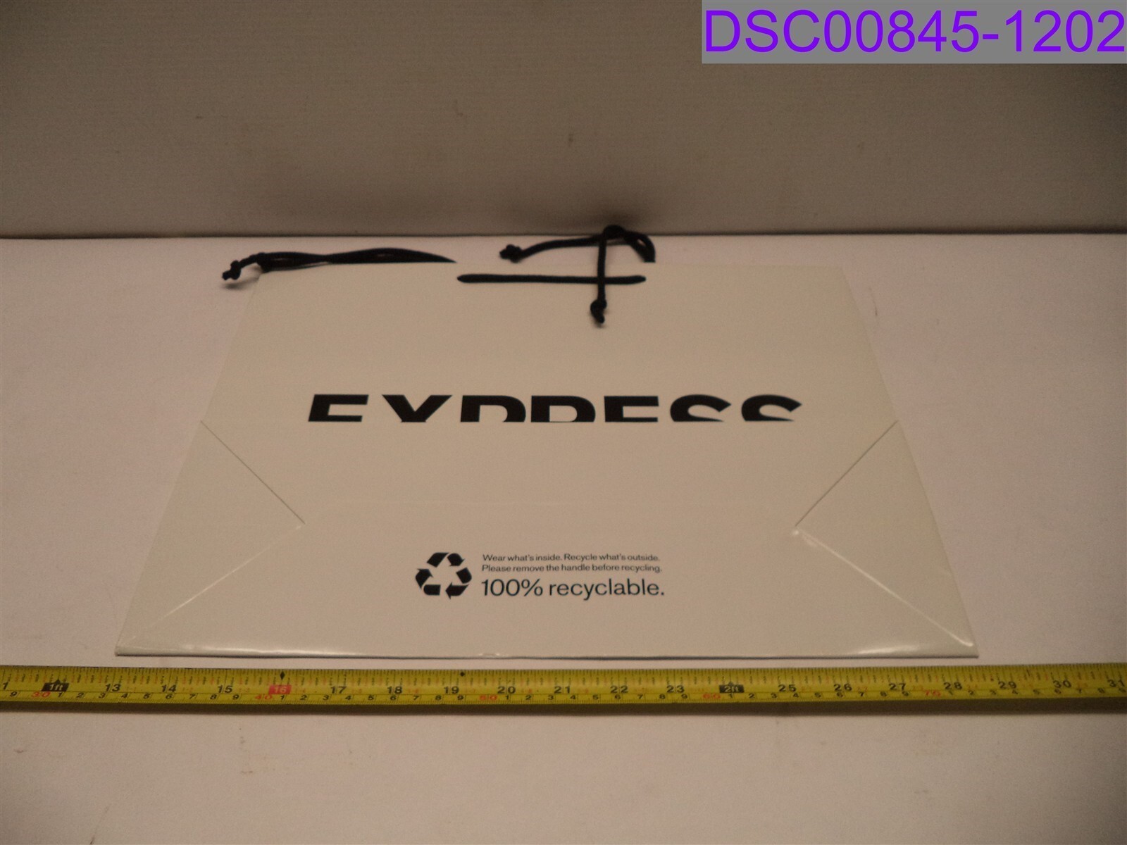 Qty = 100: Express 2019 Core Shopper White Retail Shopping Bag 16" x 12" x 6"