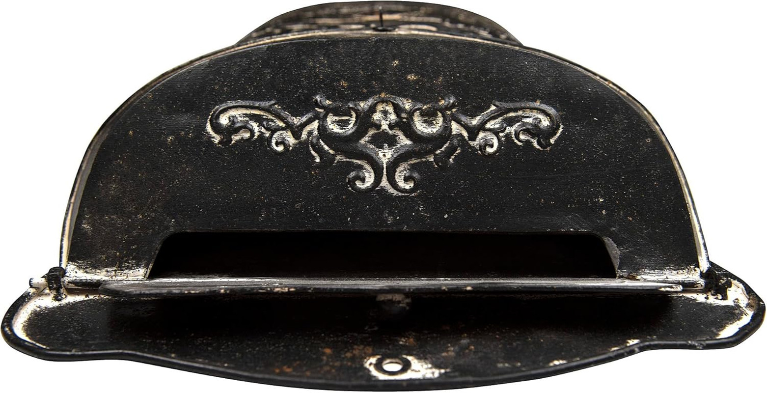 Black Embossed Tin Post Letter Box