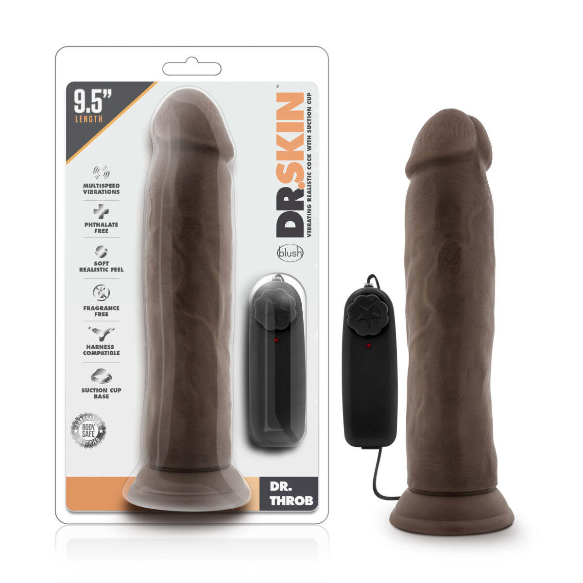 Blush Dr. Skin 9.5 Inch Realistic Vibrating Dildo with Suction Cup Sex Toy