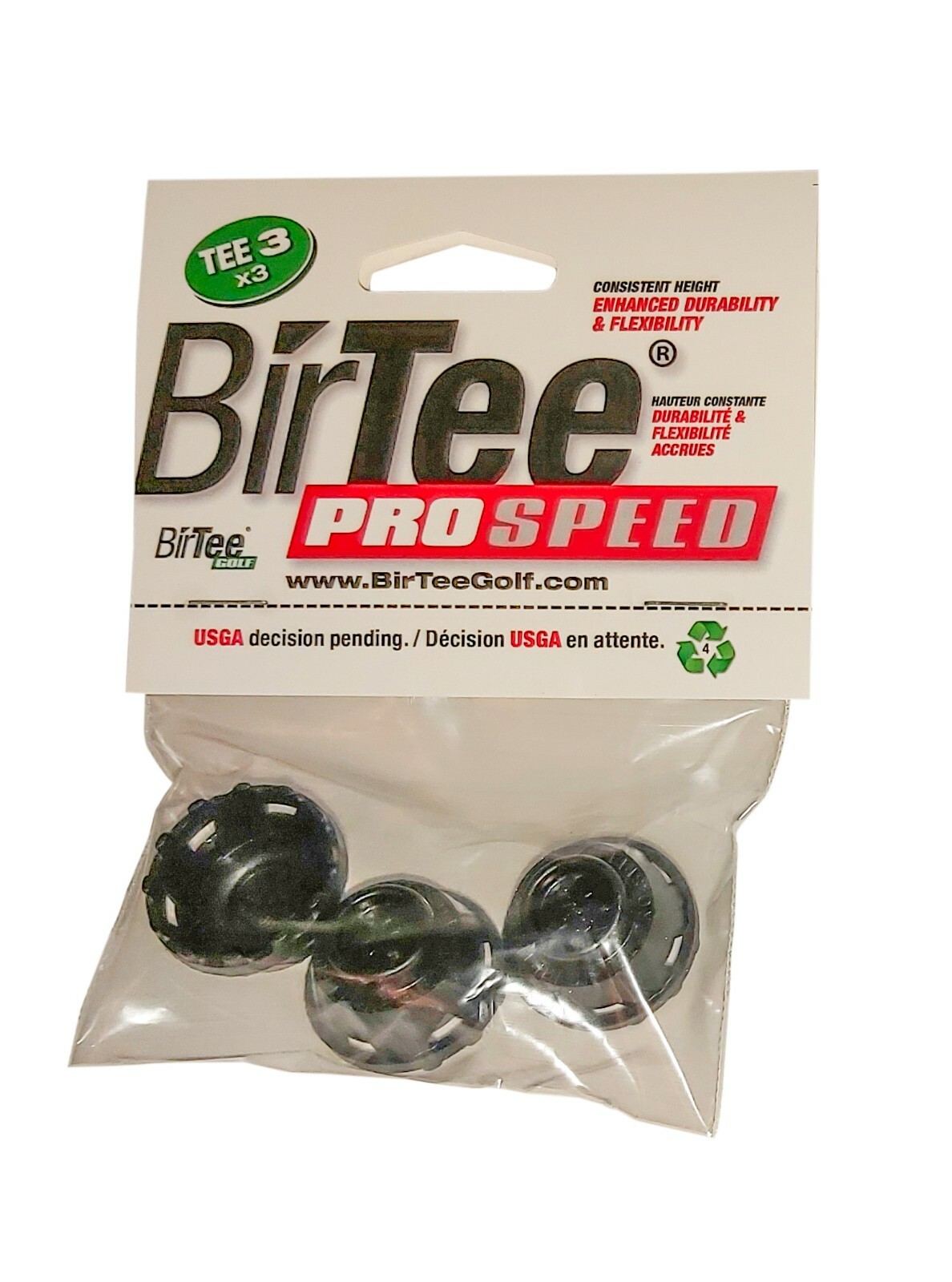BirTee Pro Golf Tees - Size #3 (3/4") - 3 Tees Per Pack - For Winter/Simulators