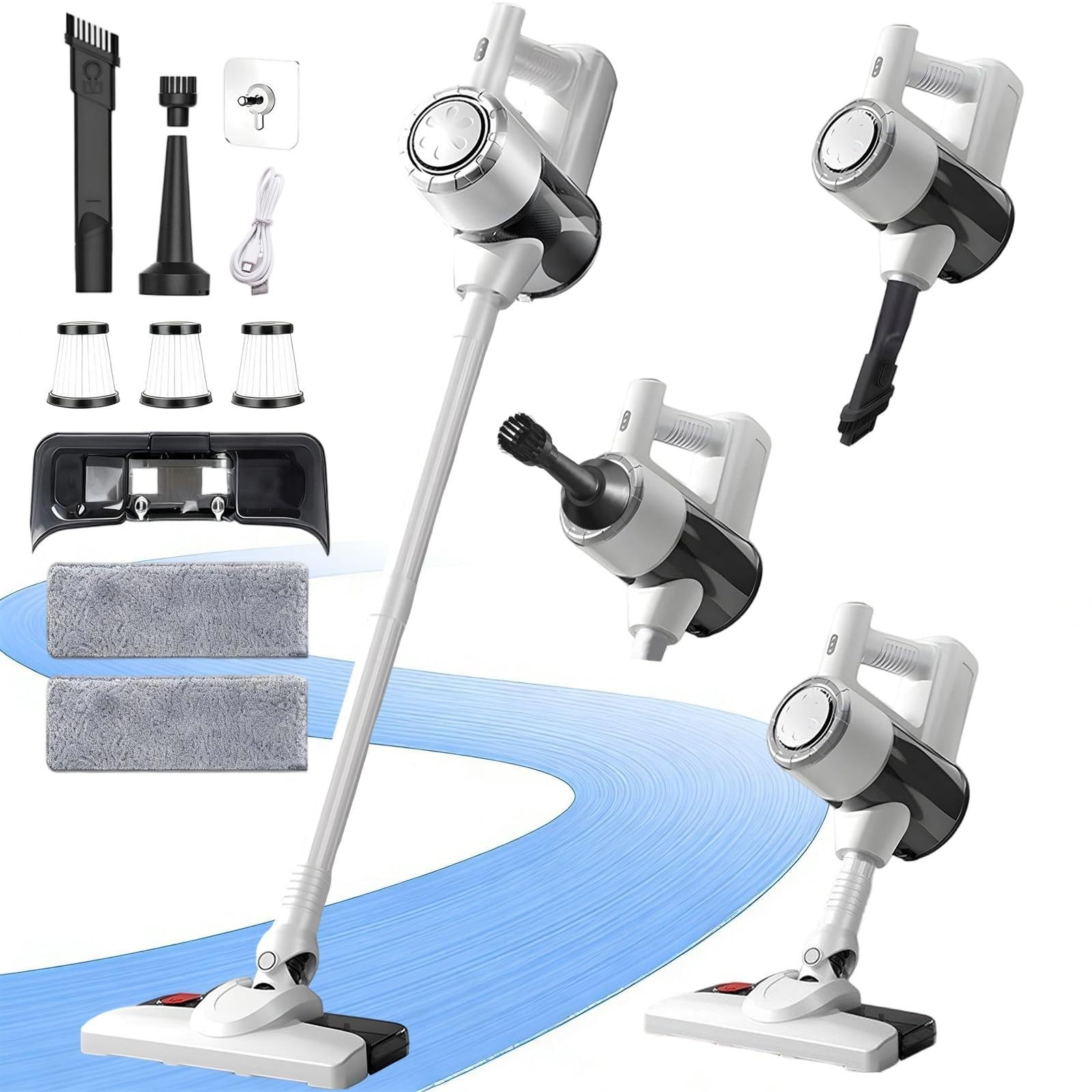 Cordless Vacuum Cleaner with Mop Function,1.5L Dust Cup, Washable HEPA Filter...