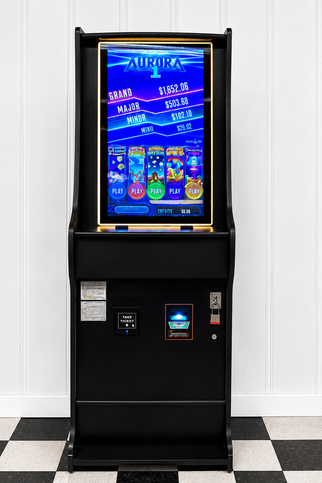 Skill Amusement Game Cabinet Machine with Board, Printer, Bill Acceptor