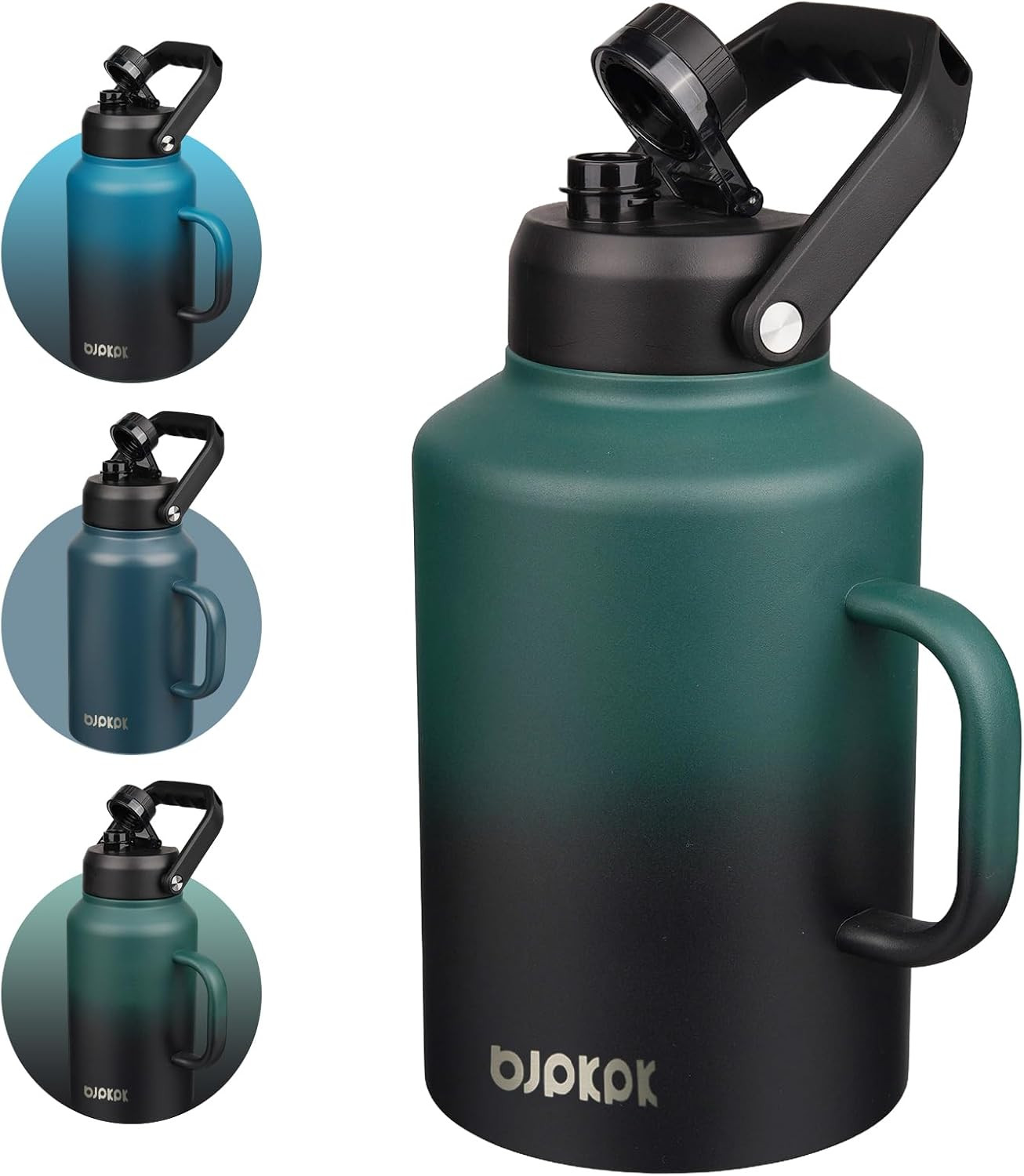 1 Gallon Insulated Water Bottle - 128oz Wide Mouth Stainless Steel Water Jug
