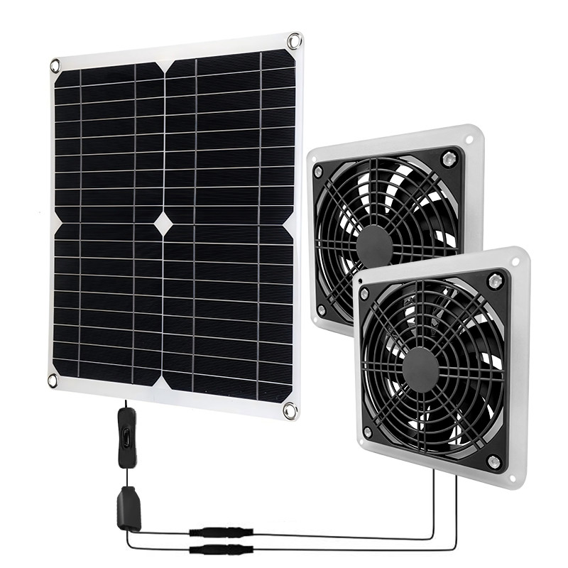 30W Solar Powered Fan for Outside, Adjustable Speed & 3M Cable, Waterproof