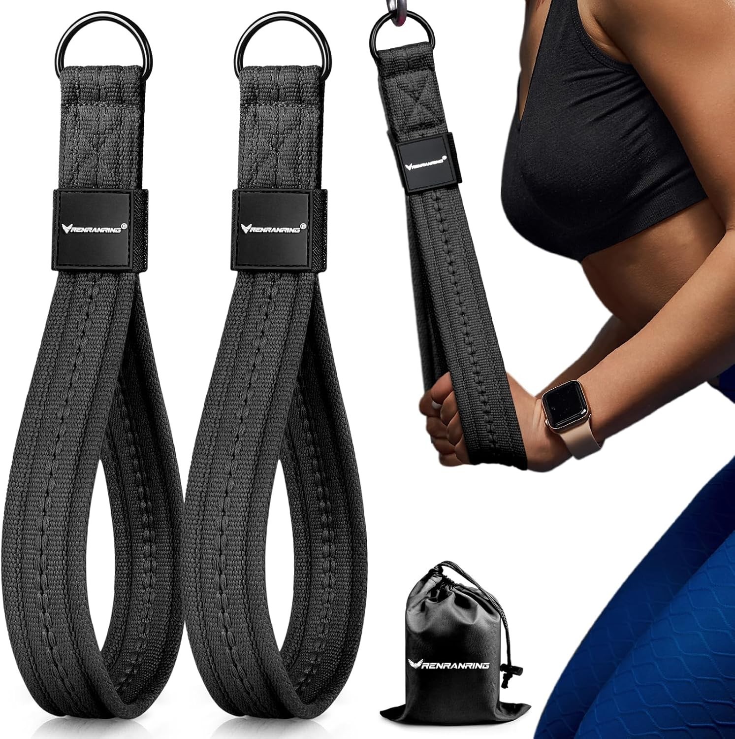 RENRANRING Tricep Rope Cable Attachment Handles for Gym, 13inch Exercise Handles