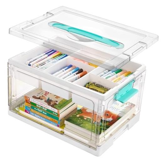 Vtopmart 24 QT Clear Plastic Craft Organizer with Removable Trays and
