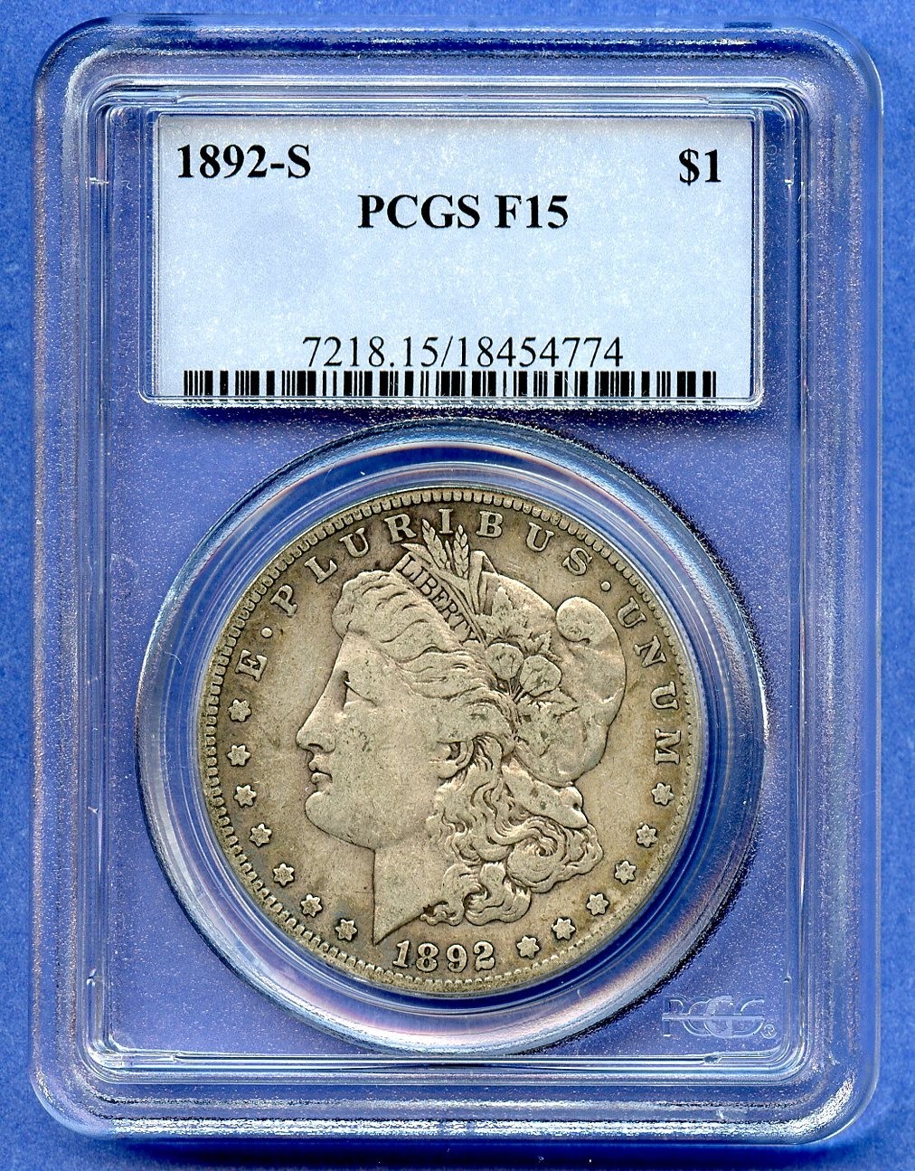 1892 S PCGS F15 Morgan Silver Dollar $1 US Mint Coin 1892-S F-15