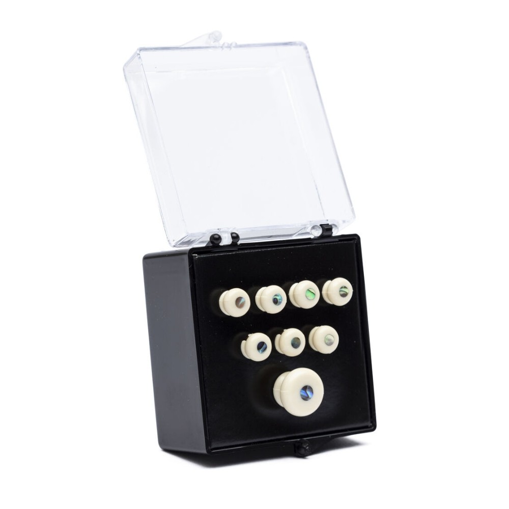 Martin Bridge and End Pin Set - White with Abalone Pearl Inlays