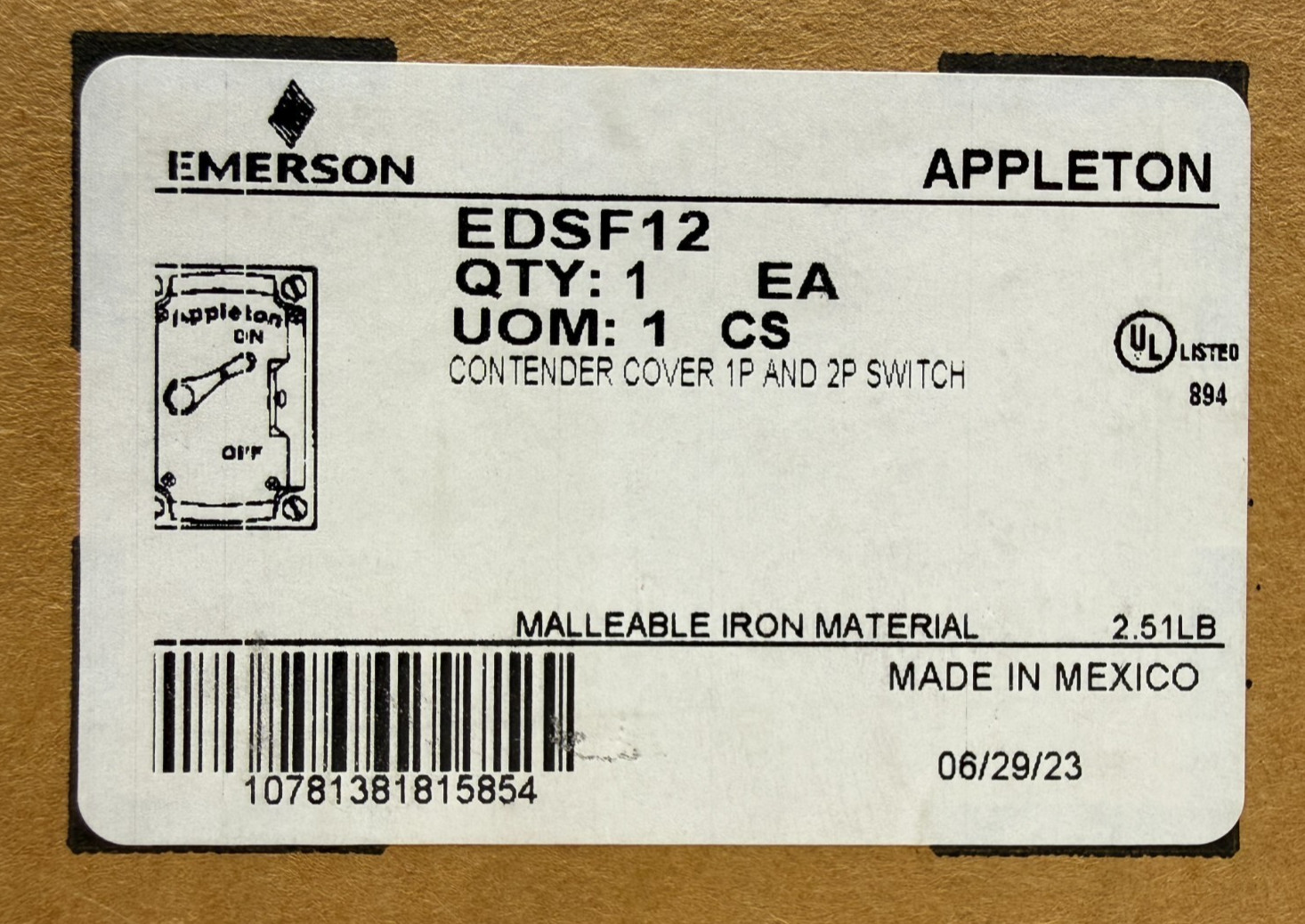 APPLETON EDSF12 + EFSFR1Q + EDS271 = EDS2129 20A Explosionproof Switch Assembly