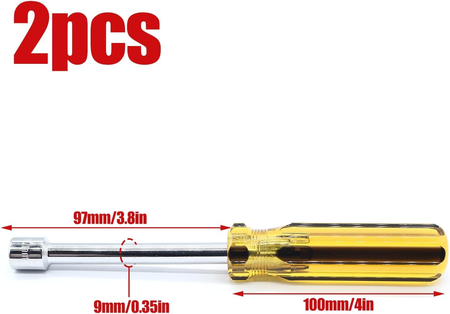 2Pcs 10mm Socket Wrench Screwdriver, Hexagon Nut Driver with Steel Cushion