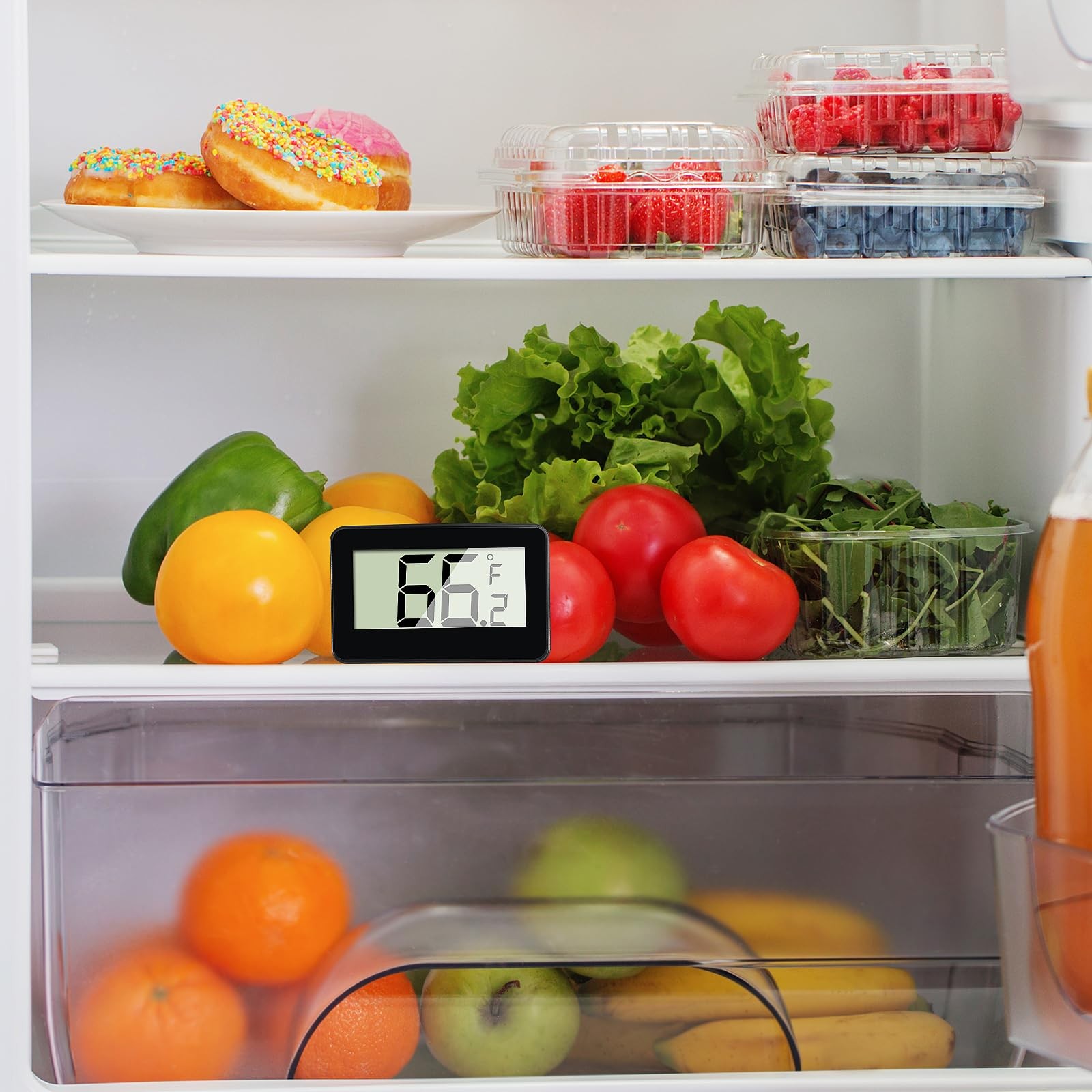 2Pcs Digital Refrigerator Fridge Thermometer Mini Freezer Black