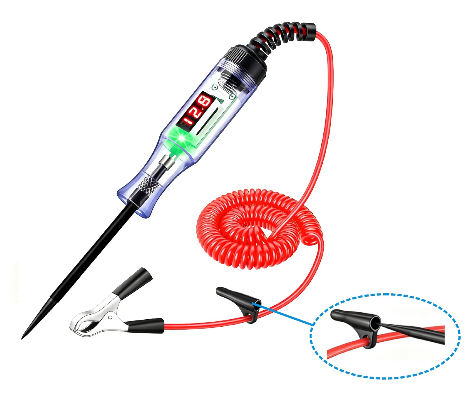 Test Light Automotive 3-80V DC,Digital LED Power Tools with Voltage Black