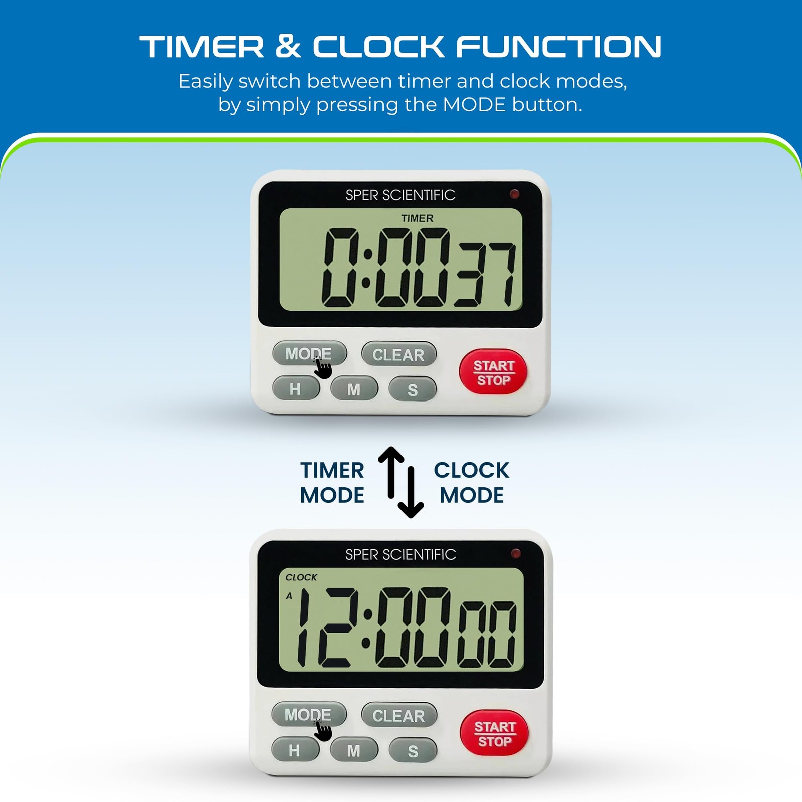 24-Hour Digital Lab + Kitchen Timer with LED Light 810001 - Precision Countdo...