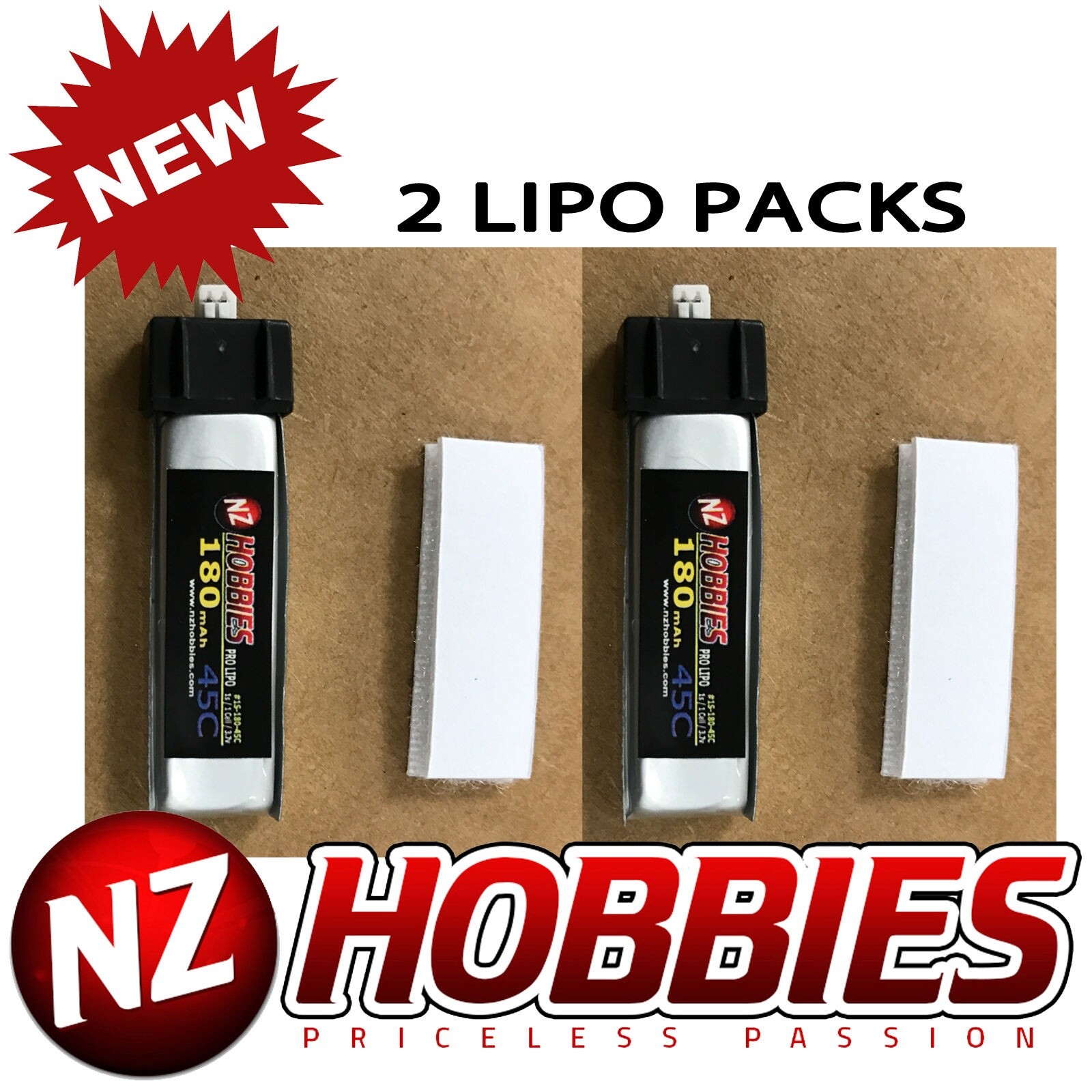 NZHOBBIES 1S 3.7V 180Mah 45C Lipo Battery (2) : Blade Nano CP X MSR MSR X MSRX