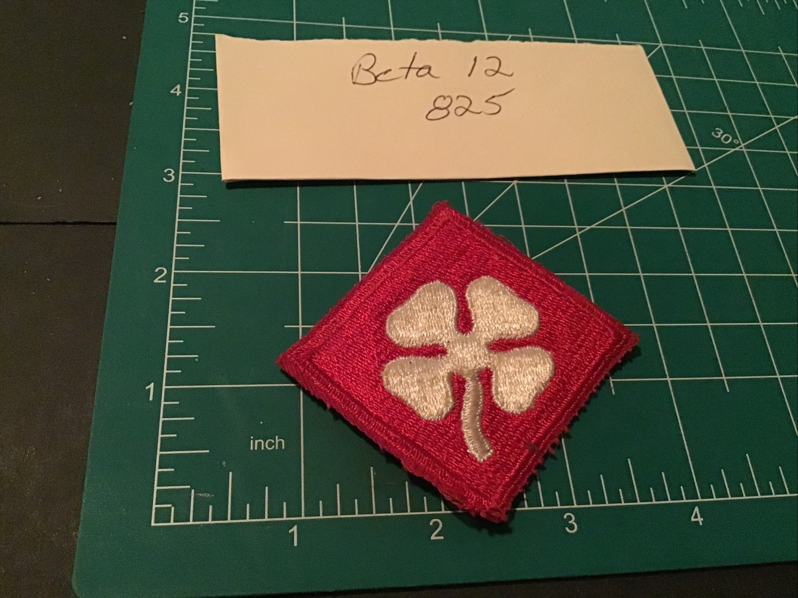 US Army 4th Army Patch Four Leaf Clover wW2 Snow Back