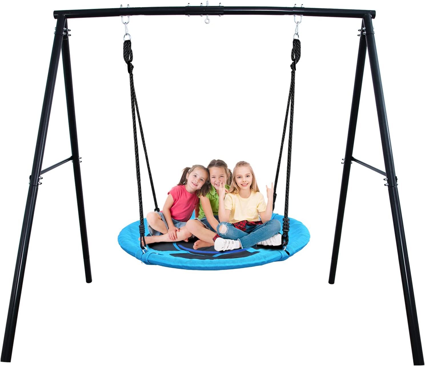 440lb Heavy Duty Metal Swing Set 40" Saucer Swing Kids Adults Backyard Playset