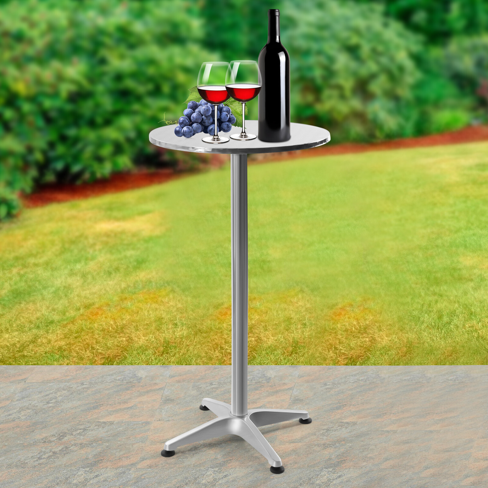 Versatile Round Bistro Table with Metal Base and Adjustable Height
