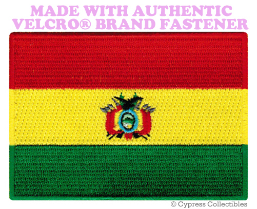 BOLIVIA FLAG PATCH EMBROIDERED BOLIVIAN new SOUVENIR w/ VELCRO® Brand Fastener
