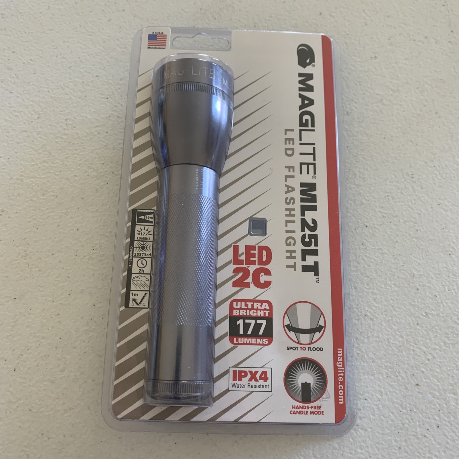MagLite ML25LT - S2096 Silver Flashlight Ultra Bright 177 Lumens