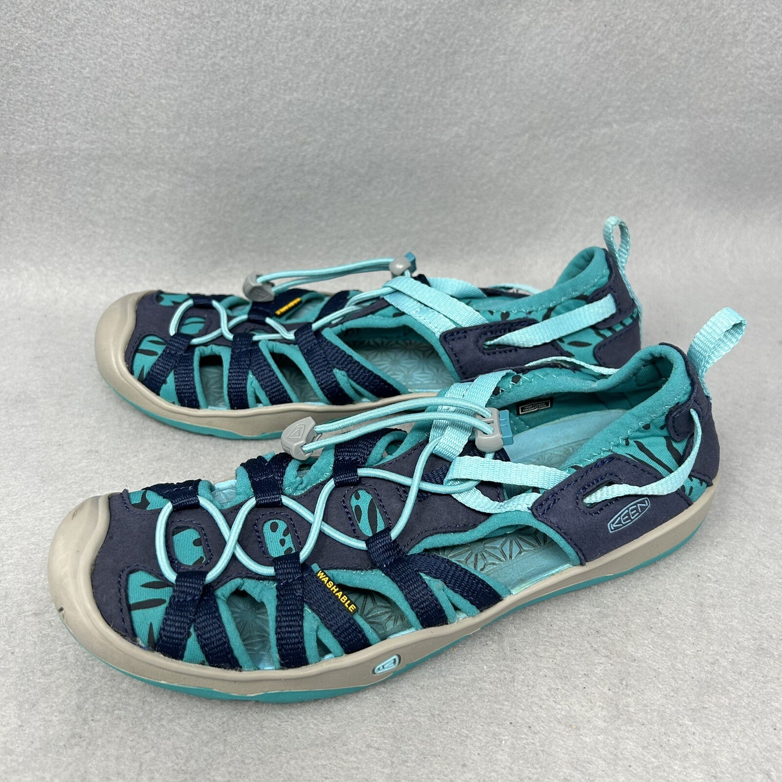 Keen Sandals Run Walk Trail Kids Size 3 EU 35 Navy Green Outdoor Hike Water Shoe
