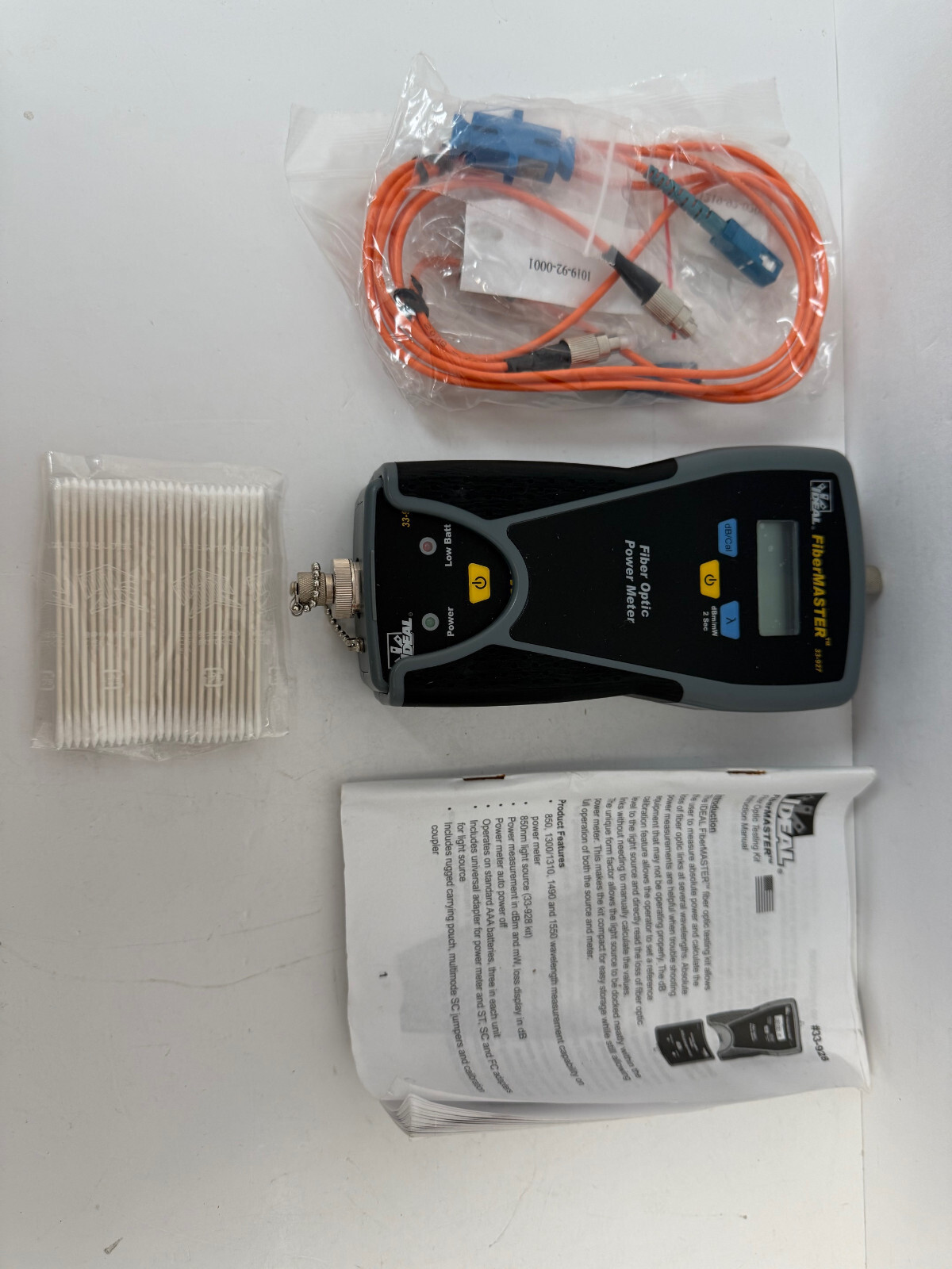 IDEAL 33-927 FIBERMASTER FIBER OPTIC POWER METER W/ 33-926 850NM LED MODULE