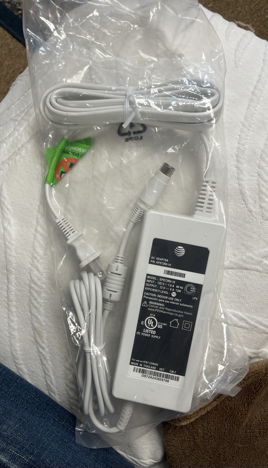 AT&T AC Adapter EPS72R0-16 for CGW450 (White)