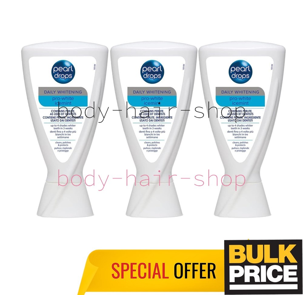 Pearl Drops Pro-White Ice Mint Whitening Toothpaste Perlite Stain Removal 3-Pack