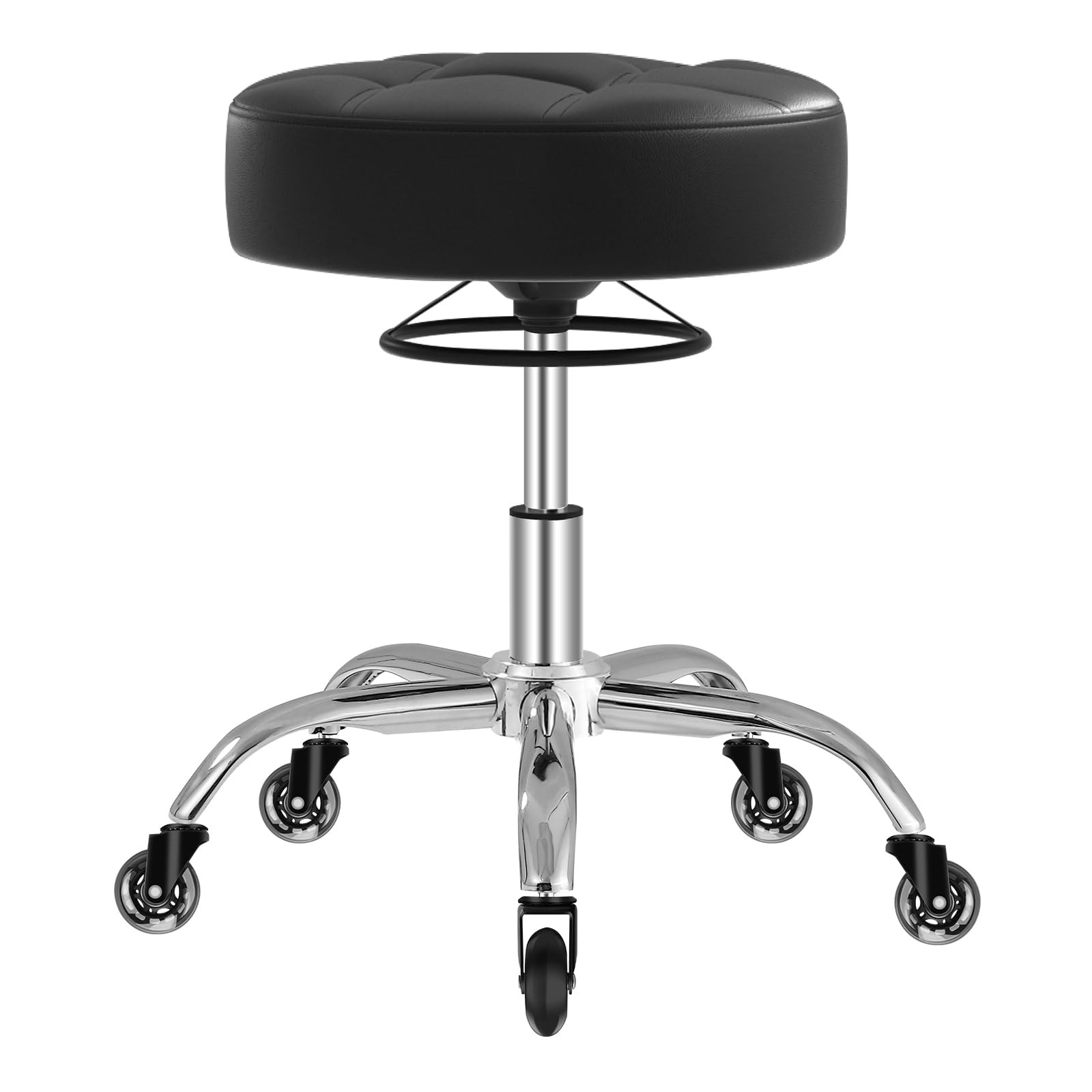 Rolling Stool Heavy Duty 400lb Super Soft Seat Cushion 360° Swive Height