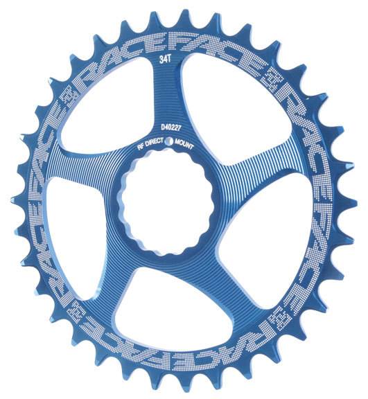 Race Face Single Narrow Wide 1x MTB Direct Mount Cinch MTB Chainring 34t Blue