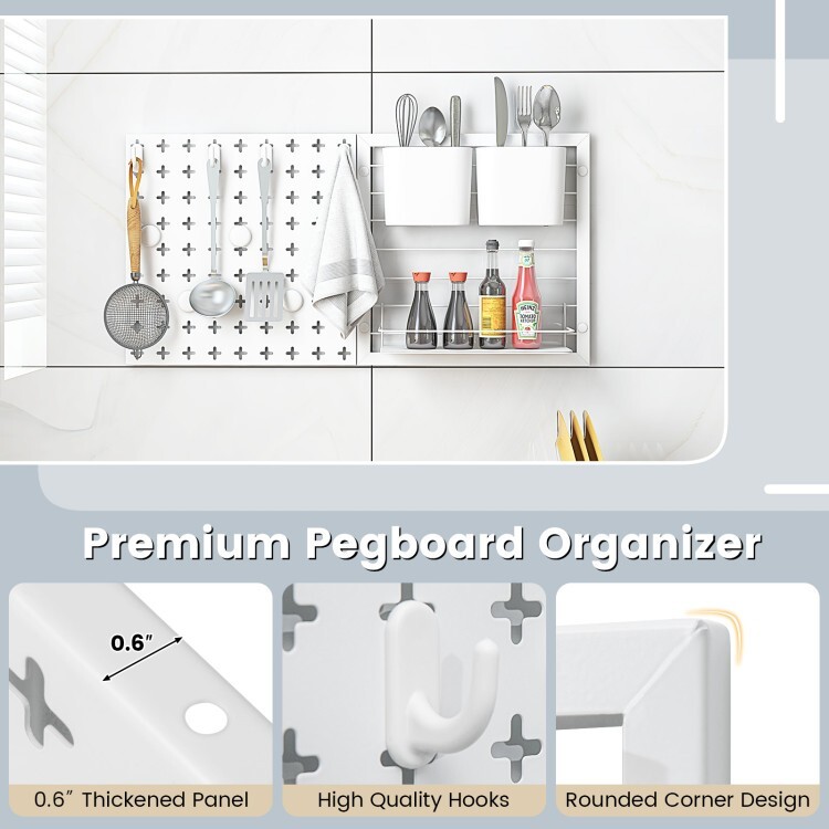 Pegboard Hooks Combination Set Storage Organizer Wall With 0.6" Thickened Panel